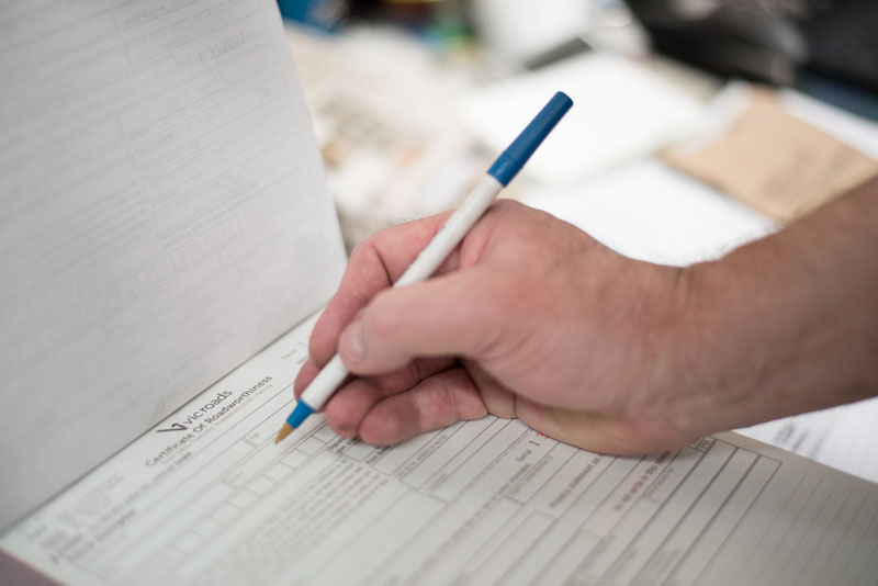 Vicroads RWC form being filled out